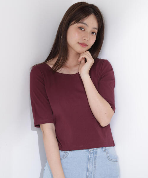 PROPORTION BODY DRESSING(プロポーションボディドレッシング)の「前後2WAYフライスTシャツ / 1215260606(Tシャツ/カットソー・レディース・ブラック/ホワイト系その他/ボルドー・FREE)」の3枚目の写真