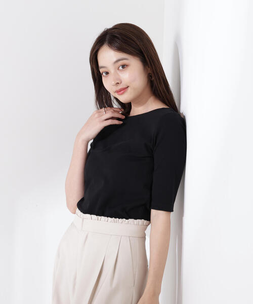 PROPORTION BODY DRESSING(プロポーションボディドレッシング)の「前後2WAYフライスTシャツ / 1215260606(Tシャツ/カットソー・レディース・ブラック/ホワイト系その他/ボルドー・FREE)」の2枚目の写真