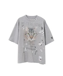 Maison MIHARA YASUHIRO | Cat Printed Embellished Distressed T-Shirt(Tシャツ/カットソー)