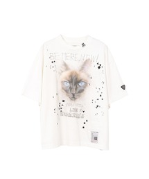 Maison MIHARA YASUHIRO(] ~nXq)Cat Printed Embellished Distressed T-Shirt(TVc/Jbg\[)