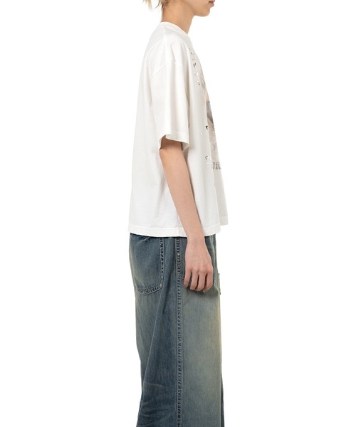 Cat Printed Embellished Distressed T-Shirt（Tシャツ