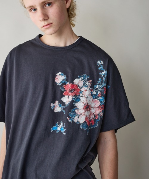 rehacer(レアセル)の「rehacer : Painting Dolman Drape CS / ペインティング ドルマン カットソー(Tシャツ/カットソー・メンズ・スミクロ/ホワイト・X-LARGE/LARGE/MEDIUM/SMALL)」の2枚目の写真