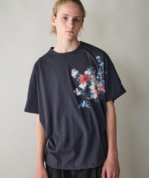 rehacer(レアセル)の「rehacer : Painting Dolman Drape CS / ペインティング ドルマン カットソー(Tシャツ/カットソー・メンズ・スミクロ/ホワイト・X-LARGE/LARGE/MEDIUM/SMALL)」の4枚目の写真