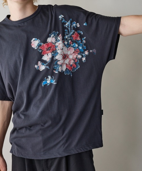 rehacer(レアセル)の「rehacer : Painting Dolman Drape CS / ペインティング ドルマン カットソー(Tシャツ/カットソー・メンズ・スミクロ/ホワイト・X-LARGE/LARGE/MEDIUM/SMALL)」の3枚目の写真