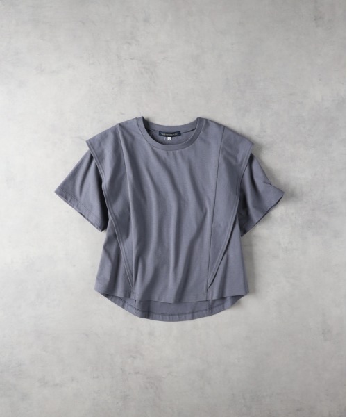 Right-on(ライトオン)の「HONEYSUCKLE ROSE(ハニーサックルローズ)【レディース】「接触冷感」ラッフルショルダーTシャツ/とろみ天竺(Tシャツ/カットソー・レディース・ブラック/オフホワイト/ブルー・L/M)」の6枚目の写真