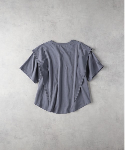 Right-on(ライトオン)の「HONEYSUCKLE ROSE(ハニーサックルローズ)【レディース】「接触冷感」ラッフルショルダーTシャツ/とろみ天竺(Tシャツ/カットソー・レディース・ブラック/オフホワイト/ブルー・L/M)」の7枚目の写真