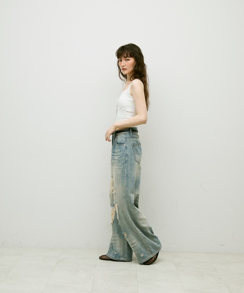 Lutim by u（ルチバイユー）の「Damage lace denim / ダメージレースデニム（デニムパンツ・レディース・ブルー・S/M）」の16枚目の写真