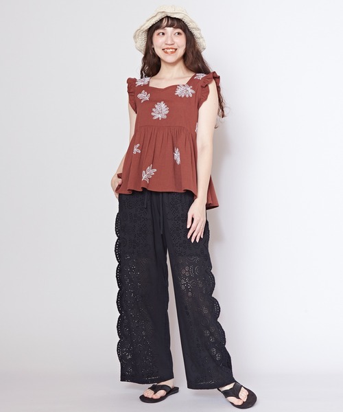 チャイハネ（チャイハネ）の「【チャイハネ】リーフ刺繍ルジアフリルトップス（その他トップス・レディース・ホワイト/ブラウン/マスタード・FREE）」の16枚目の写真