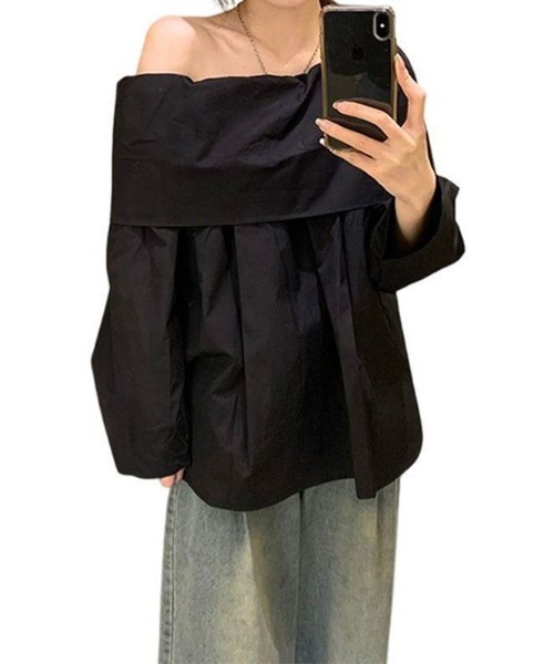 gossip！ロサンゼルス（ゴシップロサンゼルス）の「ミニマムデザイン オープンショルダーブラウス（シャツ/ブラウス・レディース・ブラック・FREE）」の10枚目の写真
