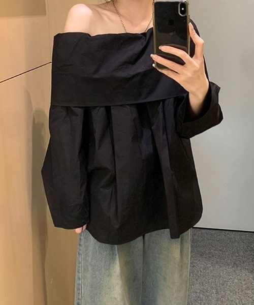 gossip！ロサンゼルス（ゴシップロサンゼルス）の「ミニマムデザイン オープンショルダーブラウス（シャツ/ブラウス・レディース・ブラック・FREE）」の11枚目の写真