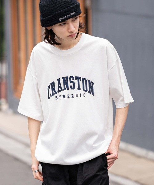 WEGO(ウィゴー)の「WEGO/接触冷感カレッジロゴグラフィックT(Tシャツ/カットソー・メンズ・スミクロ/ネイビー/ダークグリーン/ホワイト・LARGE/MEDIUM)」の2枚目の写真