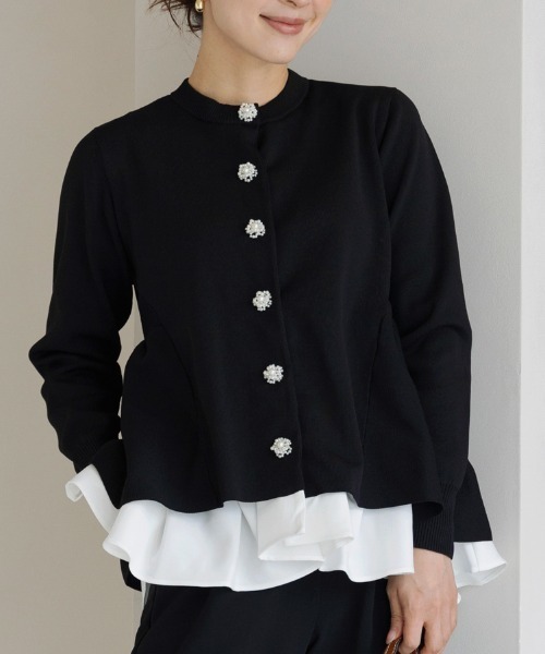 店頭人気No.1【SONO/ソーノ】オーナメントパール3Dレイヤードニット