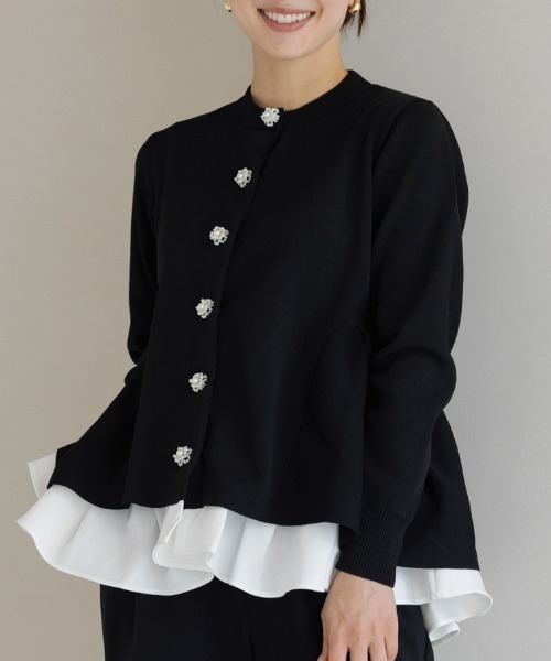 店頭人気No.1【SONO/ソーノ】オーナメントパール3Dレイヤードニット