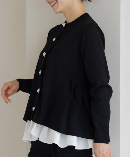 店頭人気No.1【SONO/ソーノ】オーナメントパール3Dレイヤードニット