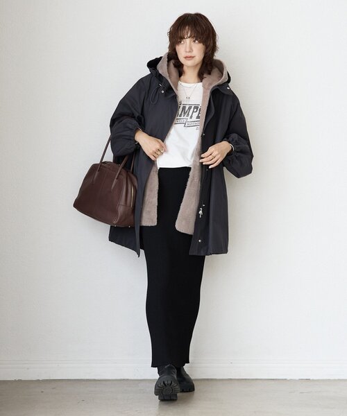 RIVE DROITE(リヴドロワ)の「【収納力◎】ロングハンドルレザーボストン(ボストンバッグ・レディース・ブラック/ダークブラウン・FREE)」の8枚目の写真