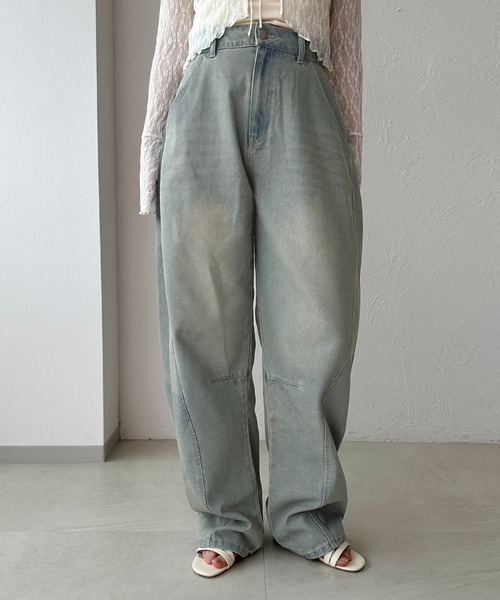 apres jour clair（アプレジュールクレア）の「【apres jour clair】カーブデニムパンツ（デニムパンツ・レディース・サックスブルー/ブルー・SMALL/MEDIUM/X-LARGE）」の2枚目の写真