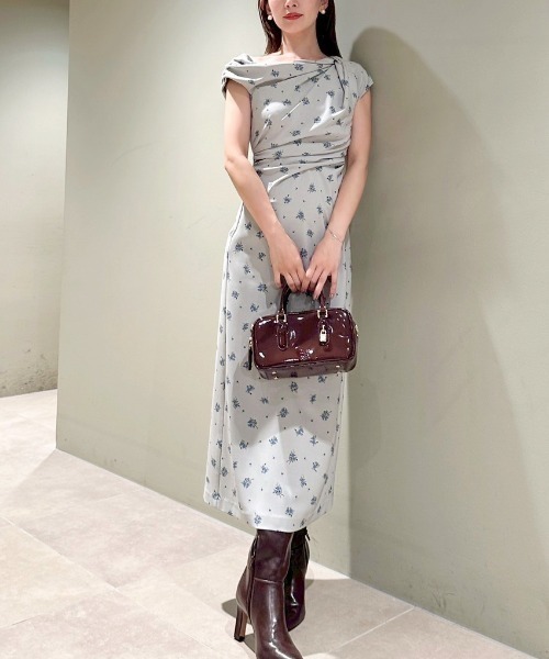 SNIDEL フラワープリントドレープワンピース フラワープリントドレープワンピース(マキシ・ロングワンピース