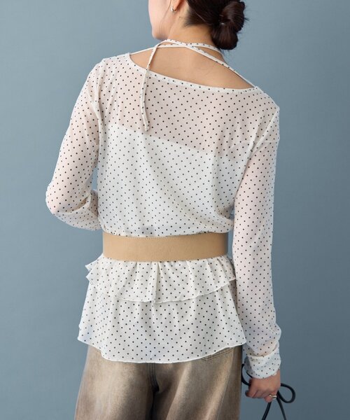 mystic ドットティアードプルオーバー　ホワイト　ドット お気に入り数8000件突破！/10月末お届け予定】ドットティアード