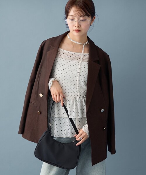 [新品タグ付] Jolly Poupee ティアードカットソー ドットティアードプルオーバー（Tシャツ/カットソー）｜mystic
