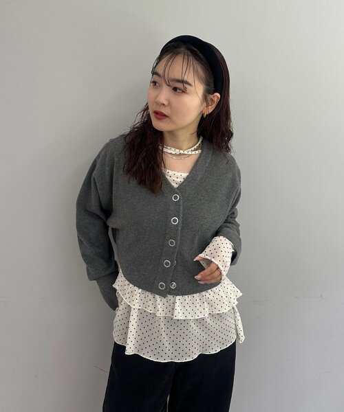 mystic ドットティアードプルオーバー　ホワイト　ドット お気に入り数8000件突破！/10月末お届け予定】ドットティアード