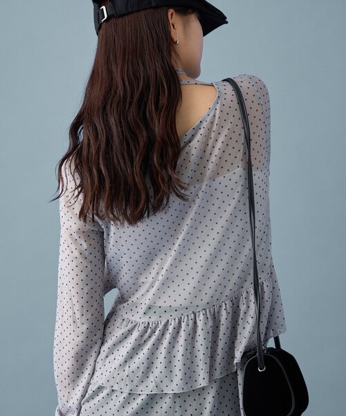 [新品タグ付] Jolly Poupee ティアードカットソー ドットティアードプルオーバー（Tシャツ/カットソー）｜mystic