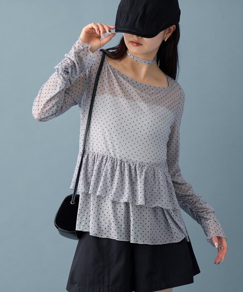mystic ドットティアードプルオーバー ホワイト ドット ドットティアードプルオーバー(Tシャツ/カットソー)|mystic