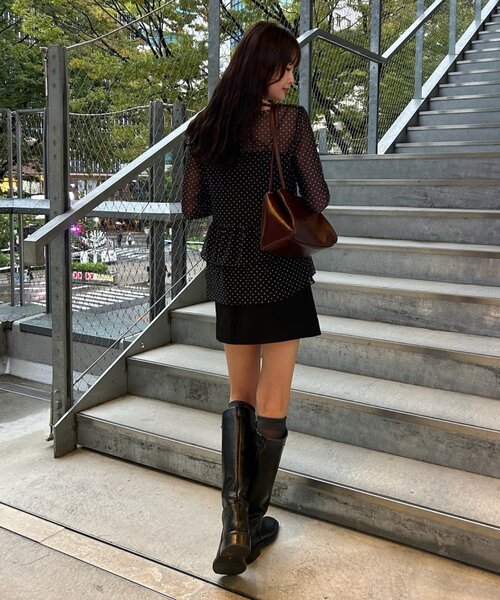 mystic ドットティアードプルオーバー　ホワイト　ドット お気に入り数8000件突破！/10月末お届け予定】ドットティアード