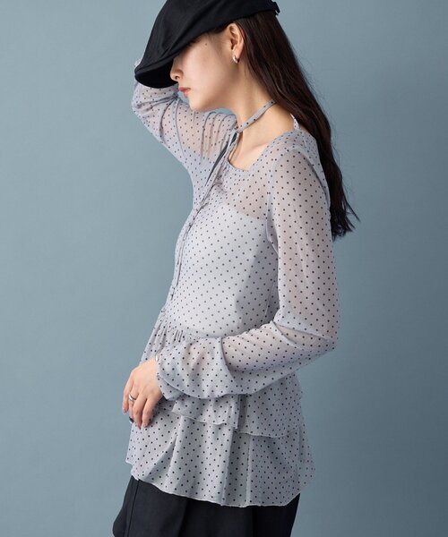 mystic ドットティアードプルオーバー　ホワイト　ドット mystic（ミスティック） tシャツ 「お気に入り1万3千人突破！」ドット