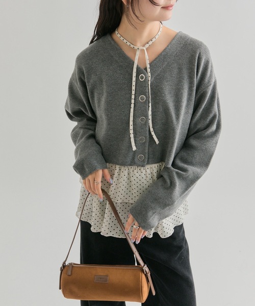 mystic ドットティアードプルオーバー　ホワイト　ドット mystic tシャツ ドットティアードプルオーバー レディース