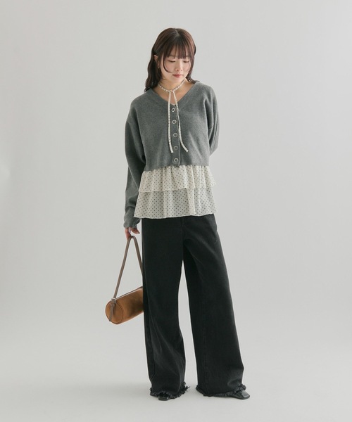 mystic(ミスティック)の「【お気に入り1万3千人突破!】ドットティアードプルオーバー(Tシャツ/カットソー・レディース・アイボリー/グレー/ブラック/ブラウン/ベージュ/ブラック系その他2/ホワイト・FREE)」の9枚目の写真