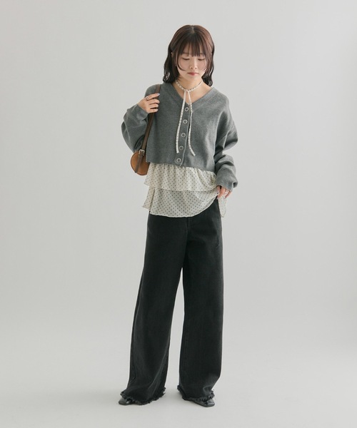 mystic(ミスティック)の「【お気に入り1万3千人突破!】ドットティアードプルオーバー(Tシャツ/カットソー・レディース・アイボリー/グレー/ブラック/ブラウン/ベージュ/ブラック系その他2/ホワイト・FREE)」の11枚目の写真