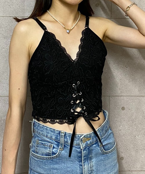 NANEA(ナネア)の「カップ付きフロントレースアップキャミソール(キャミソール・レディース・ブラック/ホワイト・フリー)」の18枚目の写真