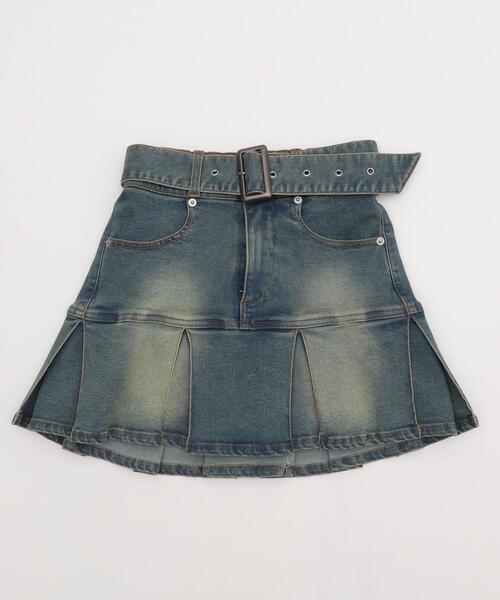 WEGO（ウィゴー）の「WEGO/ベルト付デニムプリーツスカパン（デニムスカート・レディース・コバルトブルー/ダークブルー/ブラック系3・FREE）」の13枚目の写真