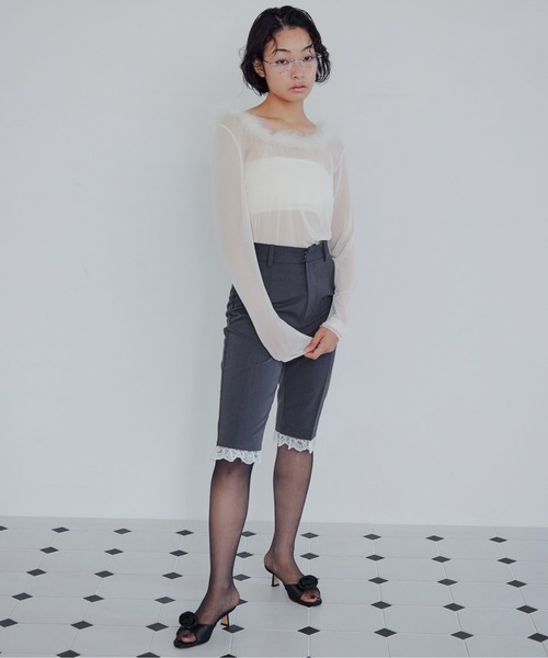 etre loin(エトルワン)の「Fur trimmed sheer top(シャツ/ブラウス・レディース・クリーム/ブラック/ブラウン・M)」の11枚目の写真