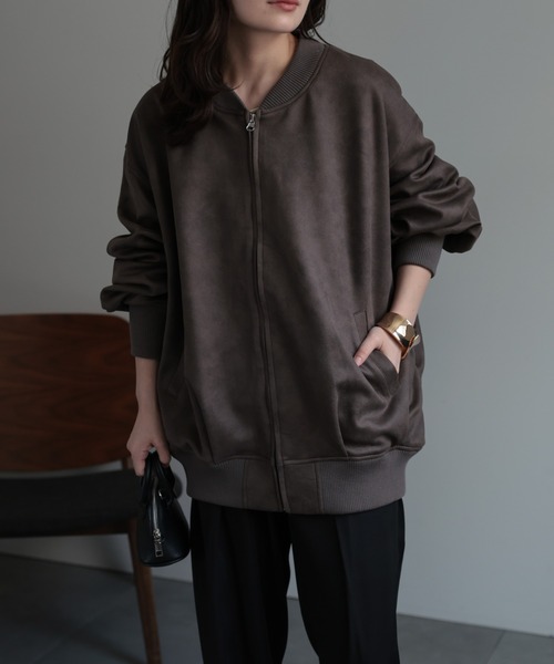 ap retro（アプレトロ）の「スエードライク ポンチボリュームスリーブMA-1（MA-1・レディース・ブラウン/チャコール/グレイッシュベージュ・FREE）」の19枚目の写真