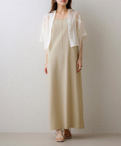 NOAHL(ノアル)の「【NOAHL】接触冷感カップ付きキャミソールワンピース(ワンピース・レディース・ブラック/ベージュ/ブラウン・S/M/L)」の1枚目の写真