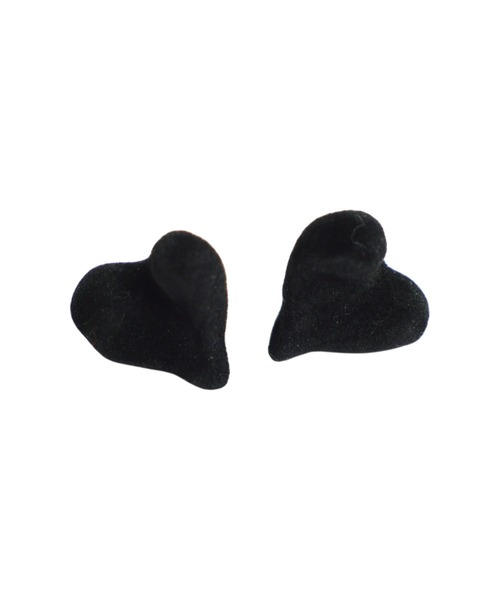 antiqua(アンティカ)の「フロッキー ハート ピアス(ピアス(両耳用)・レディース・ブラック/ホワイト/ワイン/グリーン・FREE)」の6枚目の写真