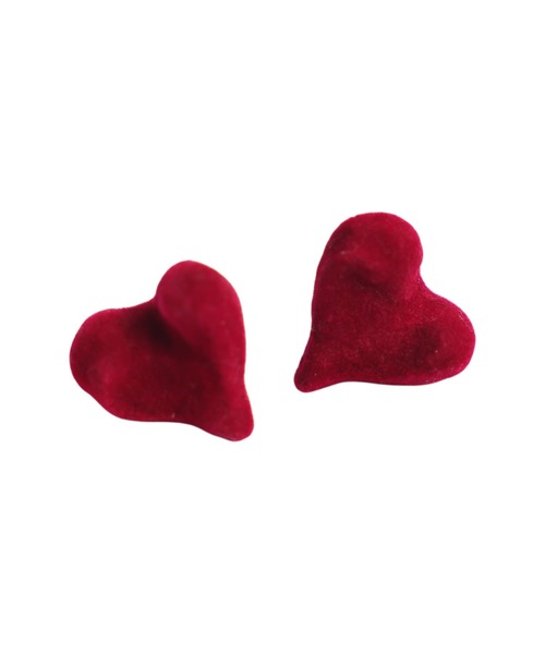 antiqua(アンティカ)の「フロッキー ハート ピアス(ピアス(両耳用)・レディース・ブラック/ホワイト/ワイン/グリーン・FREE)」の8枚目の写真