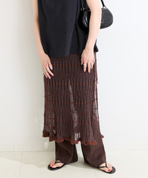 B.C STOCK | 《2点セット》カットフレアパンツ/ニットシアースカートレイヤード(その他パンツ)