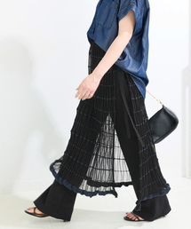 B.C STOCK | 《2点セット》カットフレアパンツ/ニットシアースカートレイヤード(その他パンツ)