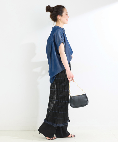 B.C STOCK（ベーセーストック）の「《2点セット》カットフレアパンツ/ニットシアースカートレイヤード（その他パンツ・レディース・ブラック/ブラウン・FREE）」の6枚目の写真