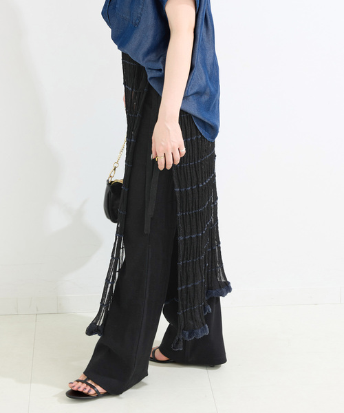 B.C STOCK（ベーセーストック）の「《2点セット》カットフレアパンツ/ニットシアースカートレイヤード（その他パンツ・レディース・ブラック/ブラウン・FREE）」の10枚目の写真