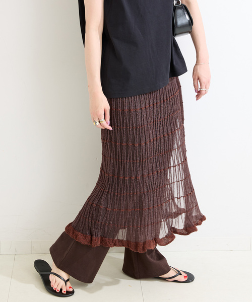 B.C STOCK（ベーセーストック）の「《2点セット》カットフレアパンツ/ニットシアースカートレイヤード（その他パンツ・レディース・ブラック/ブラウン・FREE）」の20枚目の写真