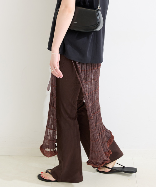 B.C STOCK（ベーセーストック）の「《2点セット》カットフレアパンツ/ニットシアースカートレイヤード（その他パンツ・レディース・ブラック/ブラウン・FREE）」の21枚目の写真