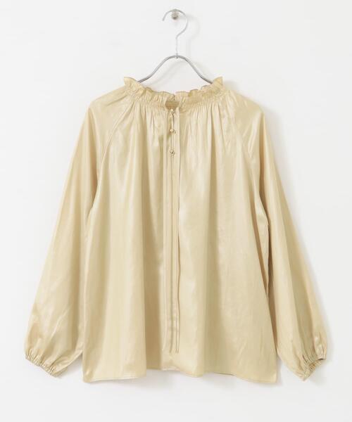 URBAN RESEARCH ROSSO WOMEN（アーバンリサーチ　ロッソ）の「グロッシー2WAYネックギャザーブラウス（シャツ/ブラウス・レディース・アイボリー/キャメル/チャコールグレー・FREE）」の9枚目の写真