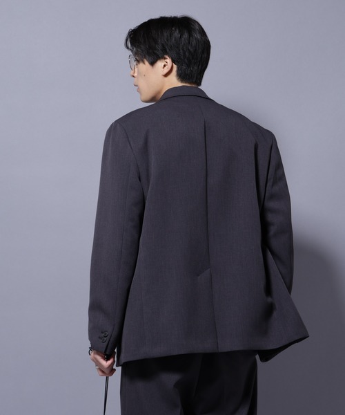 NANO universe(ナノユニバース)の「Reflax(R) ダブルクロスウェザーダブルブレストジャケット(セットアップ可)(テーラードジャケット・メンズ・ブラック/チャコール・M/L)」の6枚目の写真
