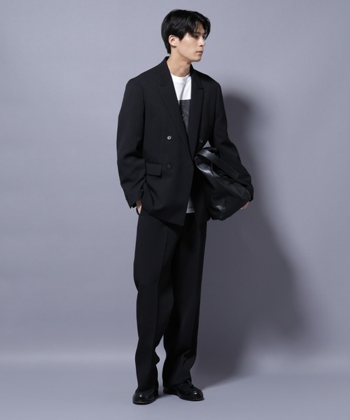 NANO universe(ナノユニバース)の「Reflax(R) ダブルクロスウェザーダブルブレストジャケット(セットアップ可)(テーラードジャケット・メンズ・ブラック/チャコール・M/L)」の19枚目の写真