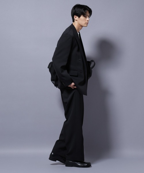 NANO universe(ナノユニバース)の「Reflax(R) ダブルクロスウェザーダブルブレストジャケット(セットアップ可)(テーラードジャケット・メンズ・ブラック/チャコール・M/L)」の20枚目の写真