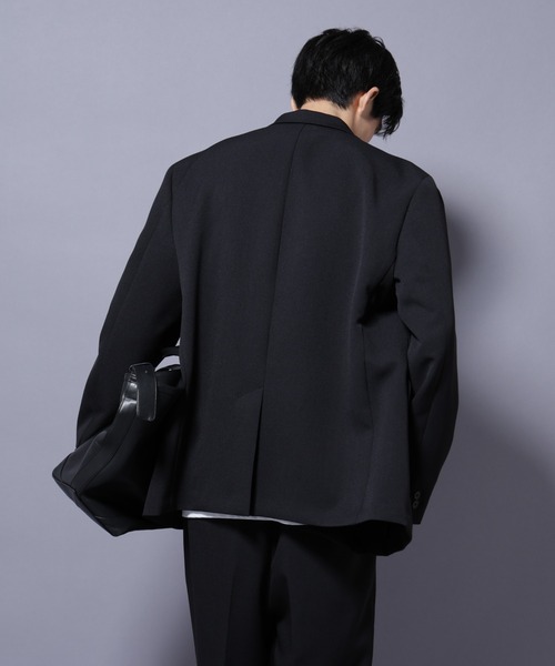 NANO universe(ナノユニバース)の「Reflax(R) ダブルクロスウェザーダブルブレストジャケット(セットアップ可)(テーラードジャケット・メンズ・ブラック/チャコール・M/L)」の13枚目の写真