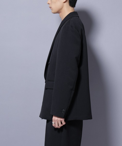 NANO universe(ナノユニバース)の「Reflax(R) ダブルクロスウェザーダブルブレストジャケット(セットアップ可)(テーラードジャケット・メンズ・ブラック/チャコール・M/L)」の22枚目の写真
